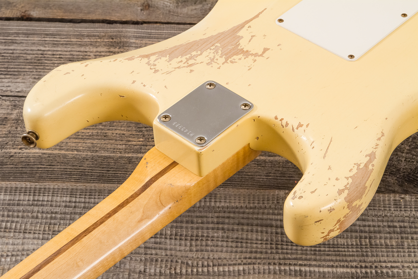 Fender Custom Shop Strat 1956 Hss Trem Mn #r143989 - Relic Vintage White - Guitare Électrique Forme Str - Variation 7