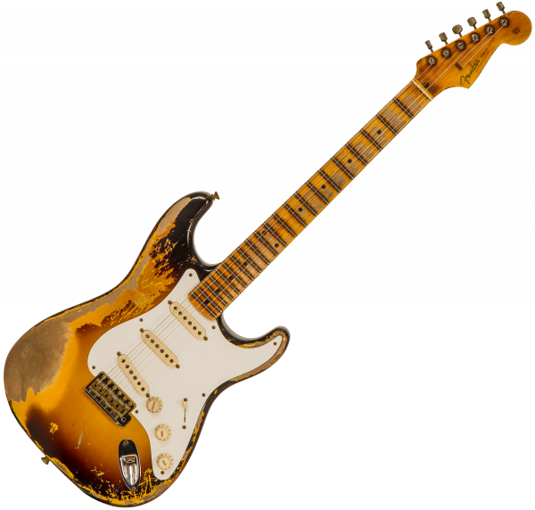 Guitare électrique solid body Fender Custom Shop 1956 Stratocaster #CZ557023 - Super heavy relic 2-color sunburst