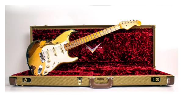 Guitare électrique solid body Fender Custom Shop 1957 Stratocaster Ltd (MN) - heavy relic hle gold over sunburst