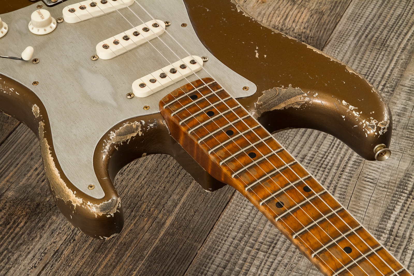 Fender Custom Shop Strat 1957 Masterbuilt D.wilson 3s Trem Mn #cz578116 - Relic Bronze - Guitare Électrique Forme Str - Variation 4