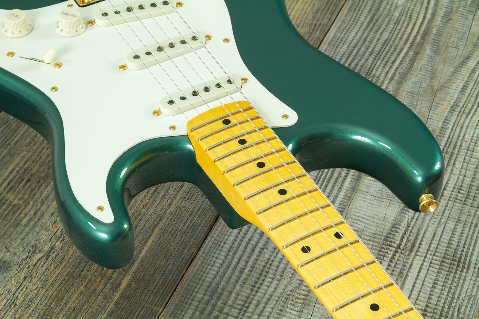 Fender Custom Shop Strat 1957 Vintage Custom 3s Trem Mn #r145062 - Time Capsule Sherwood Green Metallic - Guitare Électrique Forme Str - Variation 4