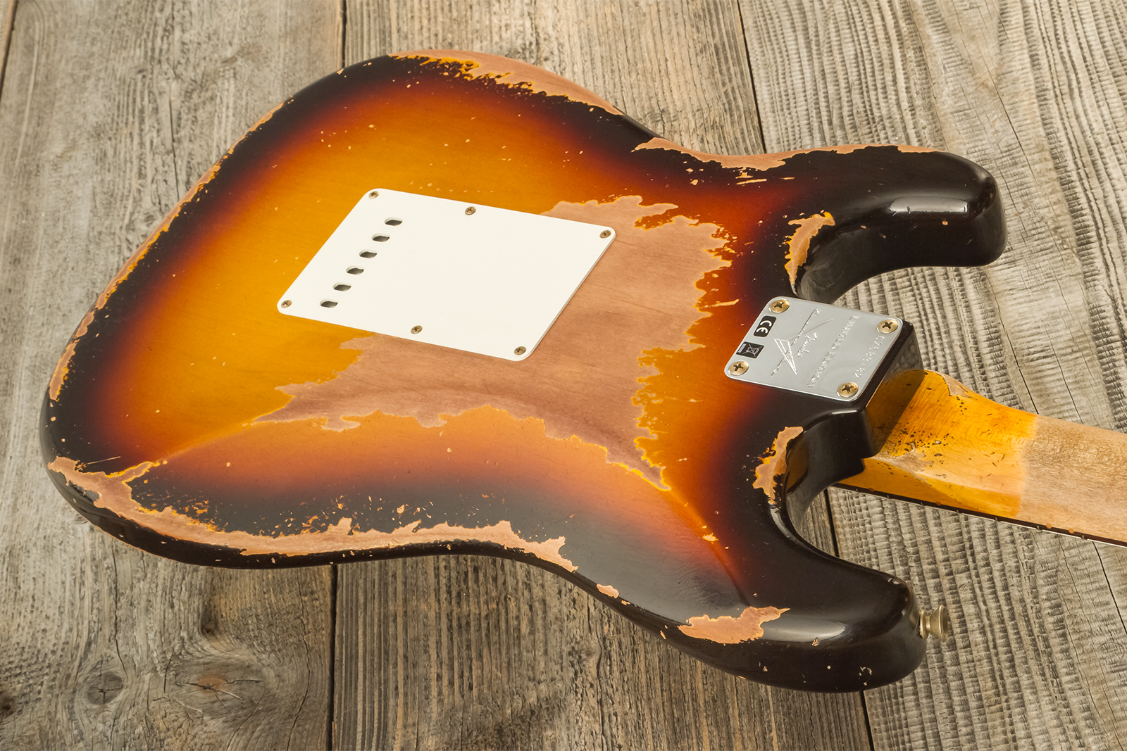 Fender Custom Shop Strat 1959 3s Trem #cz583182 - Super Heavy Relic Chocolate 3-color Sunburst - Guitare Électrique Forme Str - Variation 9