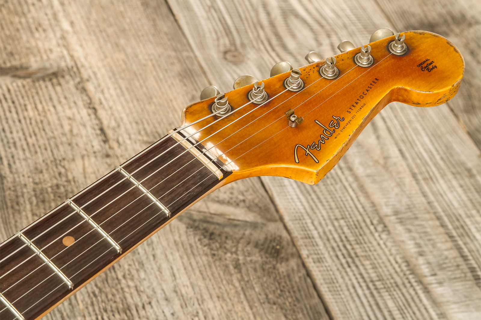 Fender Custom Shop Strat 1959 3s Trem #cz583182 - Super Heavy Relic Chocolate 3-color Sunburst - Guitare Électrique Forme Str - Variation 8