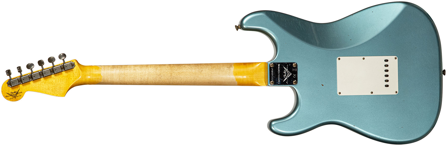 Fender Custom Shop Strat 1959 3s Trem Rw #cz566857 - Journeyman Relic Teal Green Metallic - Guitare Électrique Forme Str - Variation 1