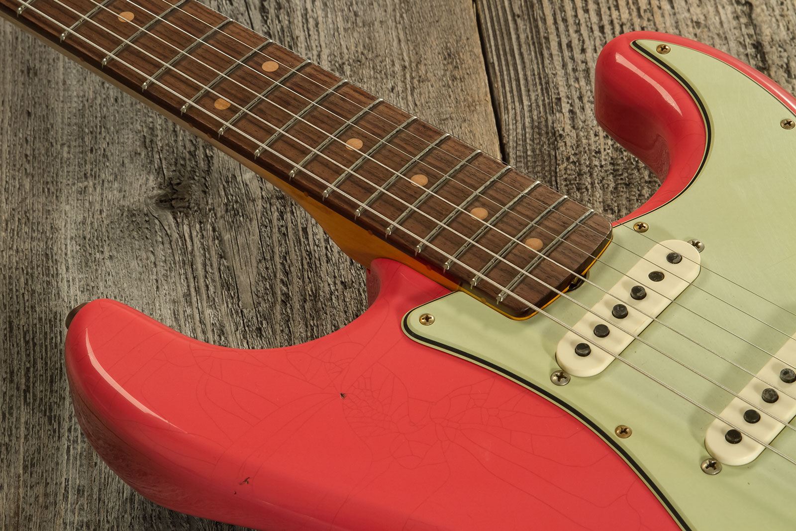 Fender Custom Shop Strat 1959 3s Trem Rw #cz569772 - Journeyman Relic Aged Fiesta Red - Guitare Électrique Forme Str - Variation 3