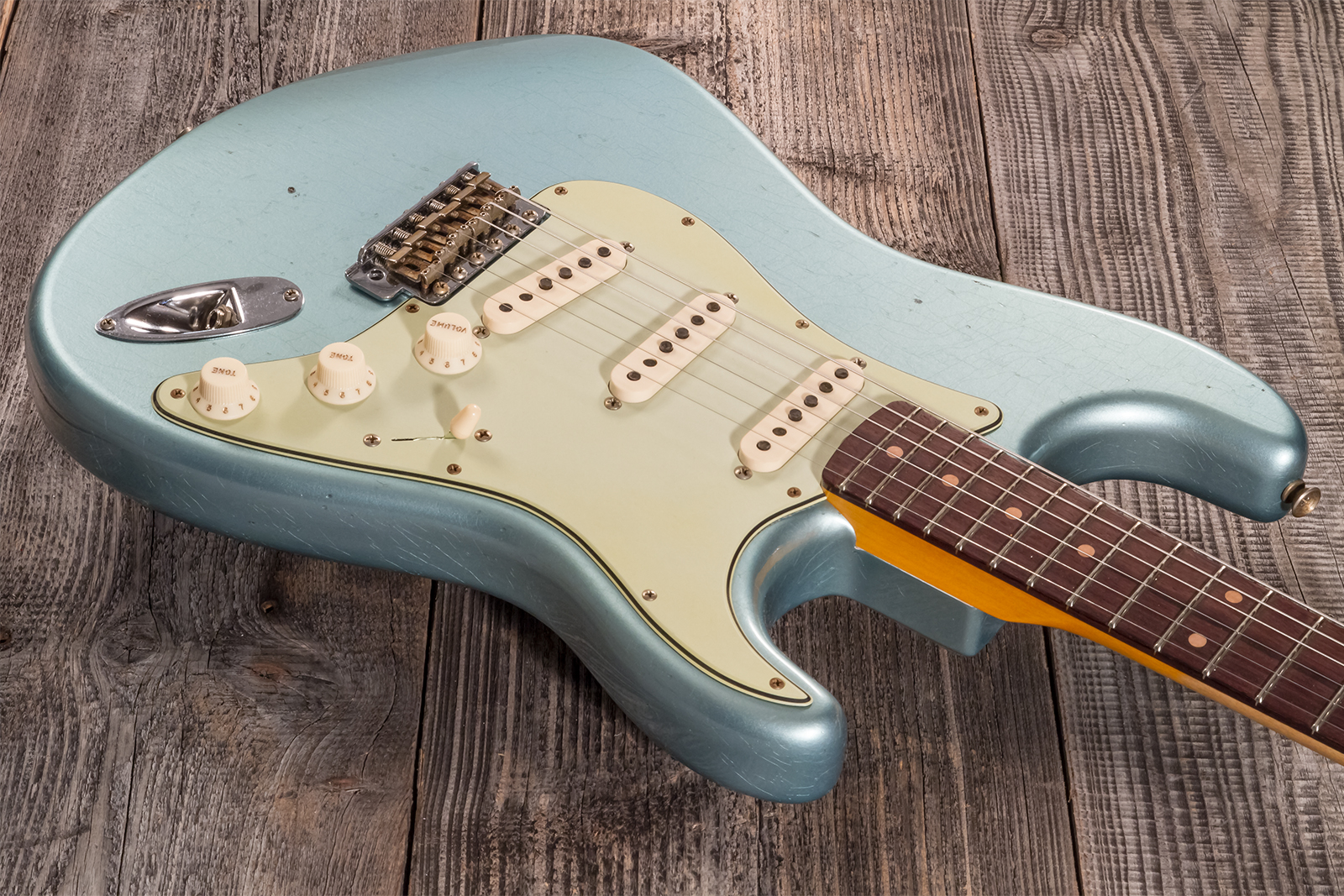 Fender Custom Shop Strat 1959 3s Trem Rw #cz570883 - Journeyman Relic Teal Green Metallic - Guitare Électrique Forme Str - Variation 2