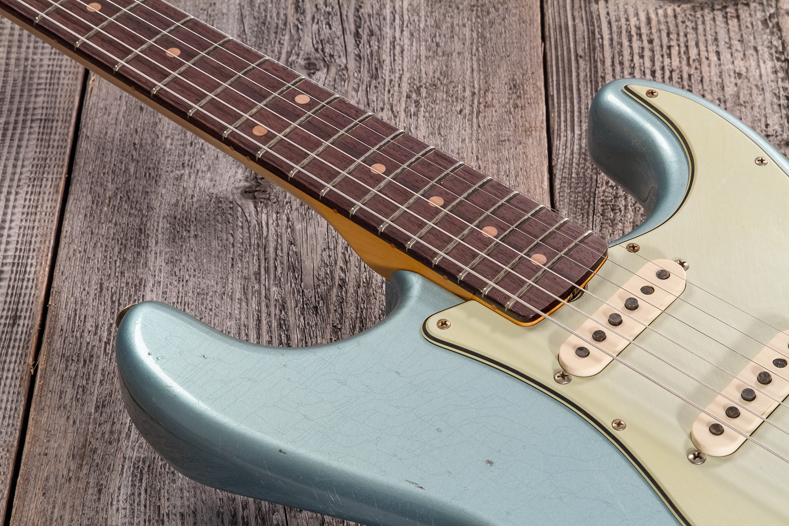 Fender Custom Shop Strat 1959 3s Trem Rw #cz570883 - Journeyman Relic Teal Green Metallic - Guitare Électrique Forme Str - Variation 3