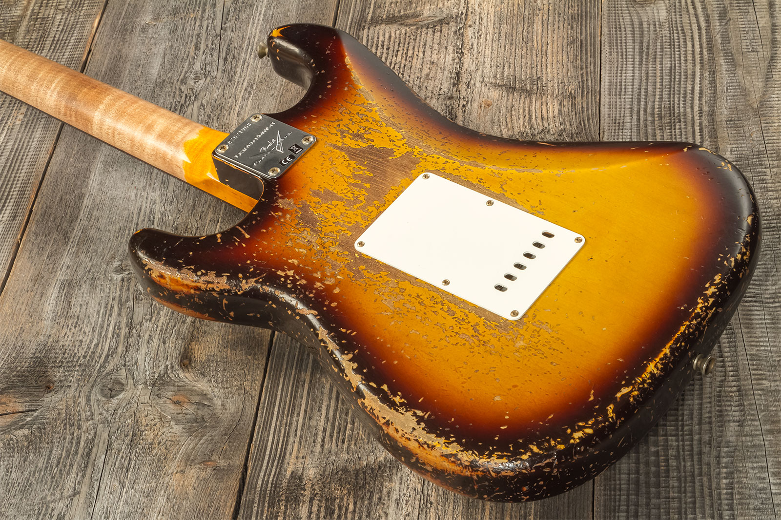 Fender Custom Shop Strat 1959 3s Trem Rw #cz571958 - Super Heavy Relic Aged Chocolate 3-color Sunburst - Guitare Électrique Forme Str - Variation 5