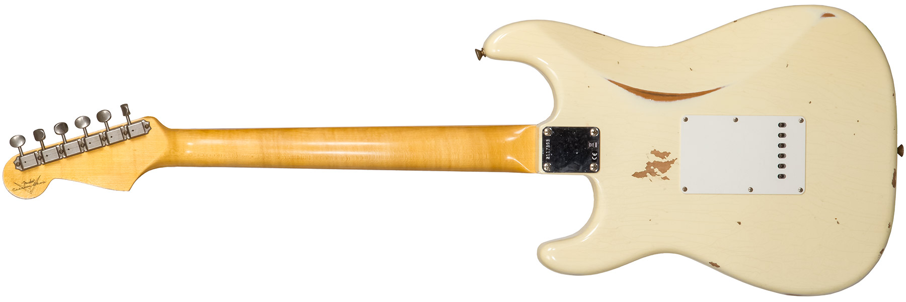 Fender Custom Shop Strat 1959 3s Trem Rw #r117393 - Relic Aged Vintage White - Guitare Électrique Forme Str - Variation 1