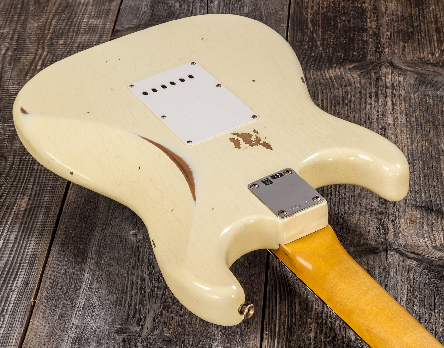 Fender Custom Shop Strat 1959 3s Trem Rw #r117393 - Relic Aged Vintage White - Guitare Électrique Forme Str - Variation 4