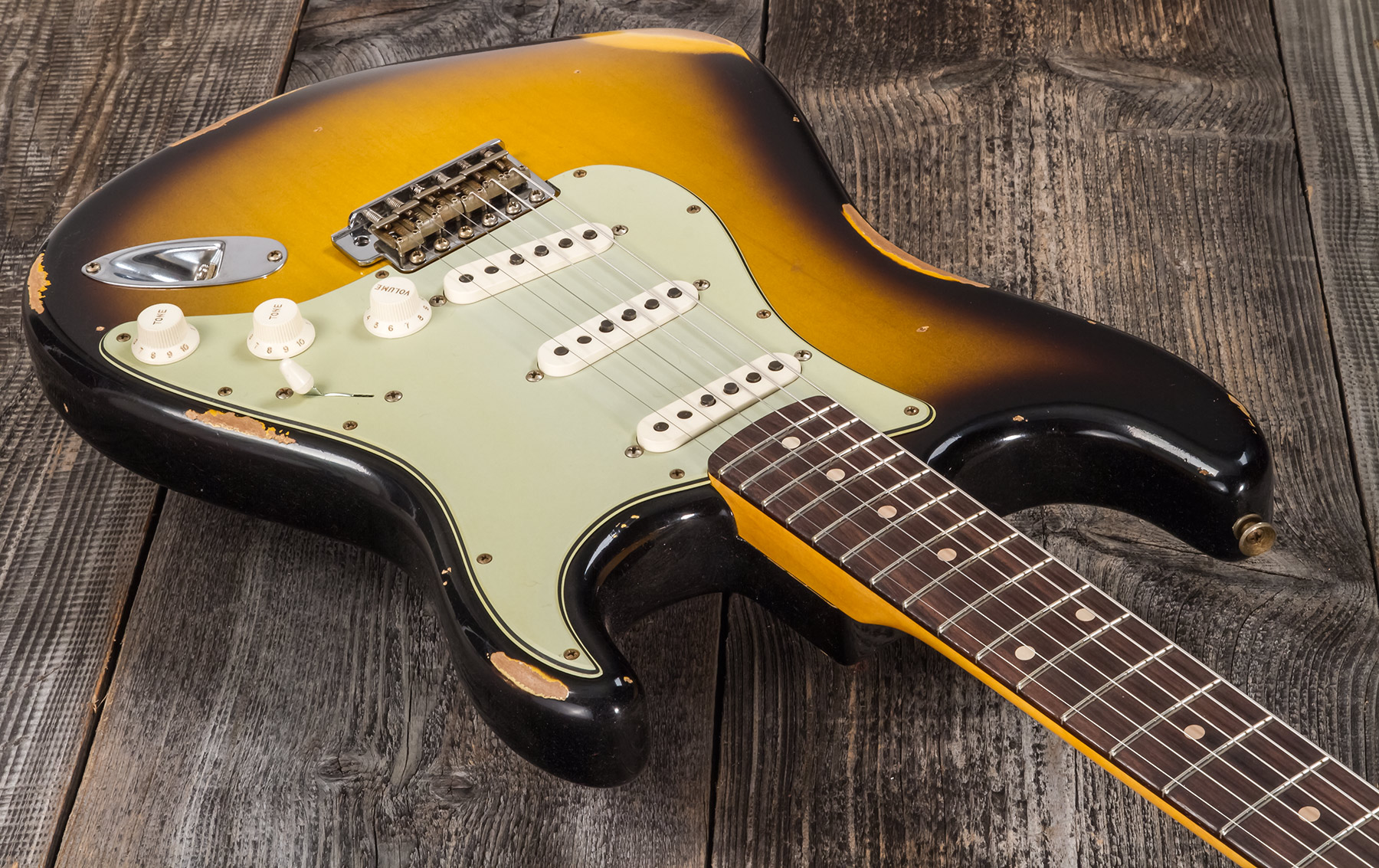 Fender Custom Shop Strat 1959 3s Trem Rw #r117661 - Relic 2-color Sunburst - Guitare Électrique Forme Str - Variation 2