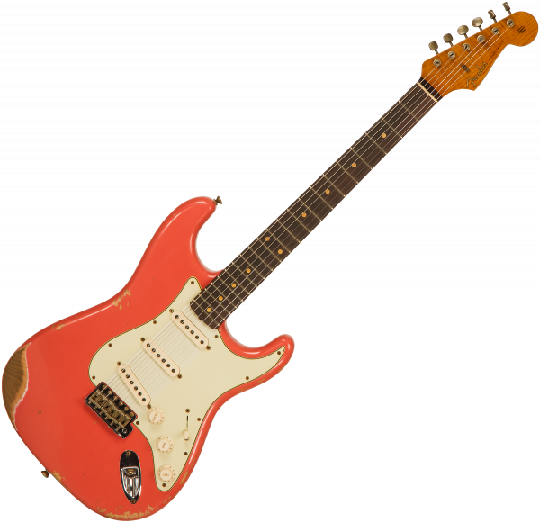 Guitare électrique solid body Fender Custom Shop 1959 Stratocaster #R114145 - Heavy relic tahitian coral