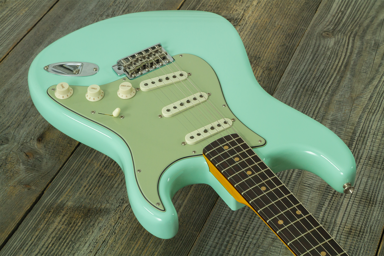 Fender Custom Shop Strat 1959 Vintage Custom 3s Trem Rw #r146975 - Time Capsule Faded Surf Green - Guitare Électrique Forme Str - Variation 2
