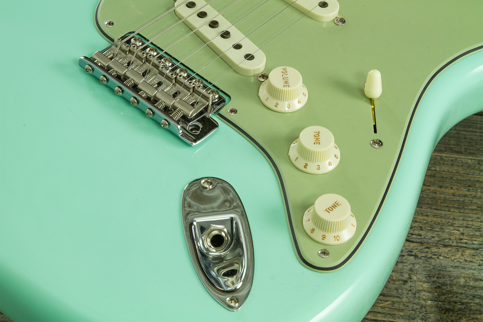 Fender Custom Shop Strat 1959 Vintage Custom 3s Trem Rw #r146975 - Time Capsule Faded Surf Green - Guitare Électrique Forme Str - Variation 5