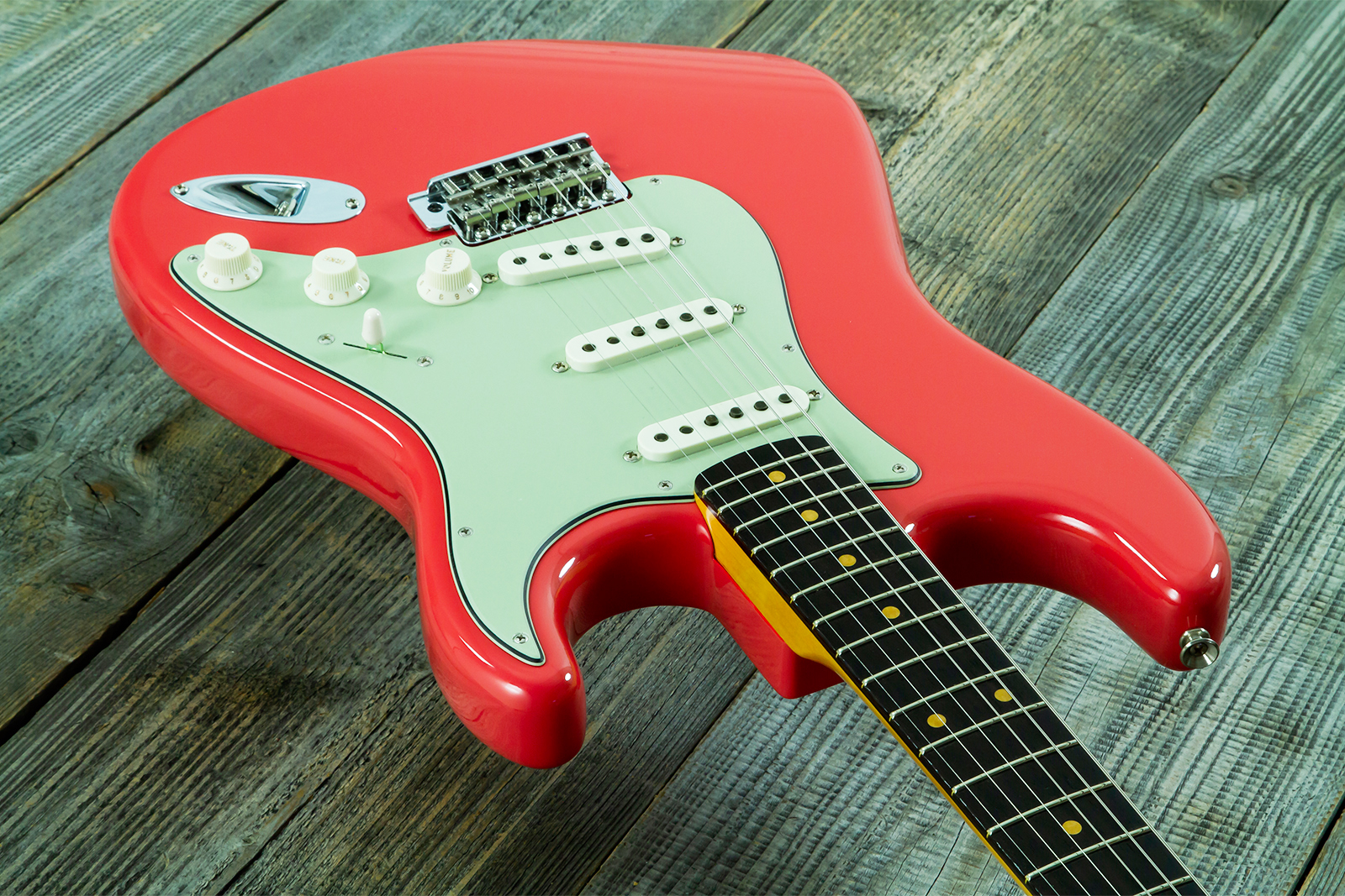 Fender Custom Shop Strat 1959 Vintage Custom 3s Trem Rw #r148219 - Time Capsule Fiesta Red - Guitare Électrique Forme Str - Variation 6