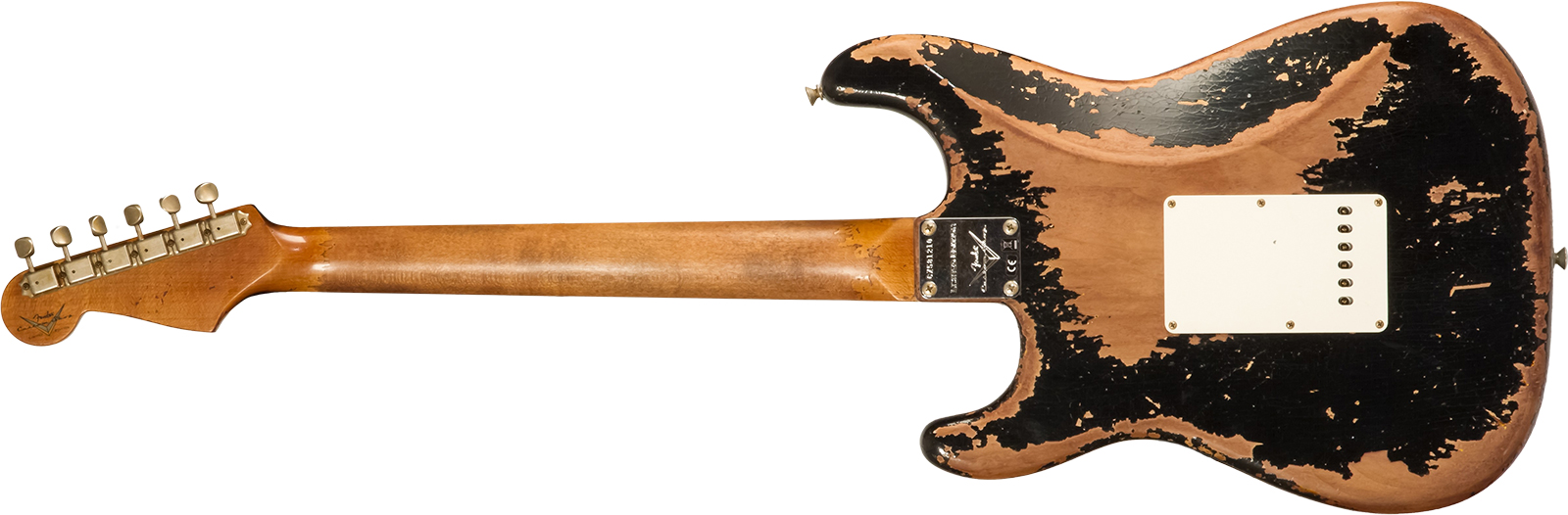 Fender Custom Shop Strat 1960 Roasted 3s Trem Rw #cz581210 - Super Heavy Relic Black O. 2-color Sunburst - Guitare Électrique Forme Str - Variation 1