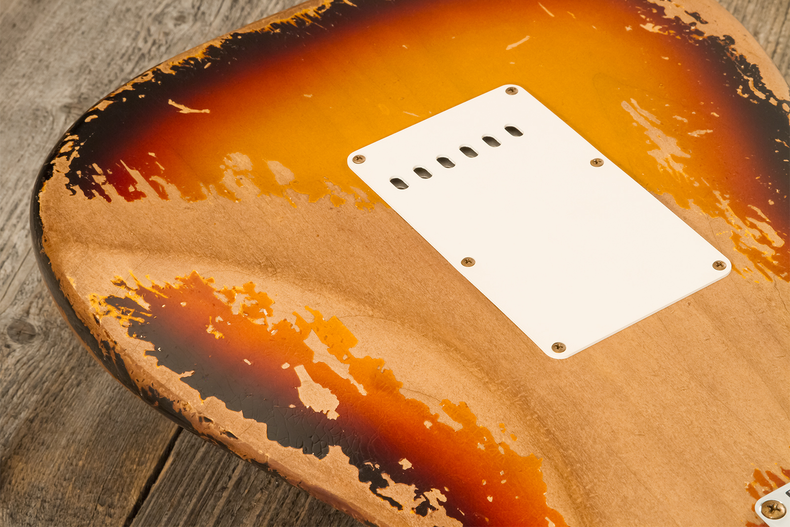 Fender Custom Shop Strat 1960 Roasted 3s Trem Rw #cz583123 - Super Heavy Relic 3-color Sunburst - Guitare Électrique Forme Str - Variation 9
