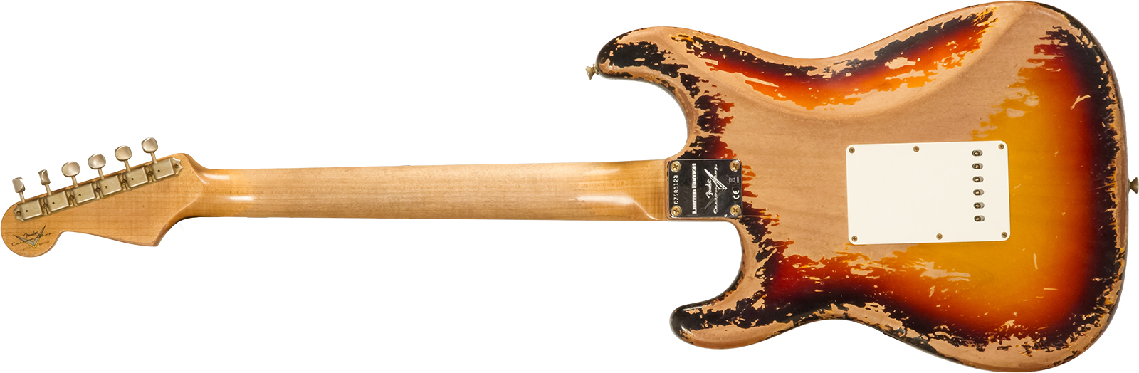 Fender Custom Shop Strat 1960 Roasted 3s Trem Rw #cz583123 - Super Heavy Relic 3-color Sunburst - Guitare Électrique Forme Str - Variation 1