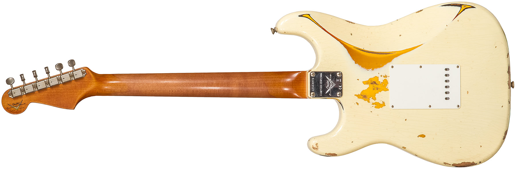Fender Custom Shop Strat 1961 3s Trem Rw #cz563376 - Heavy Relic Vintage White/3-color Sunburst - Guitare Électrique Forme Str - Variation 1