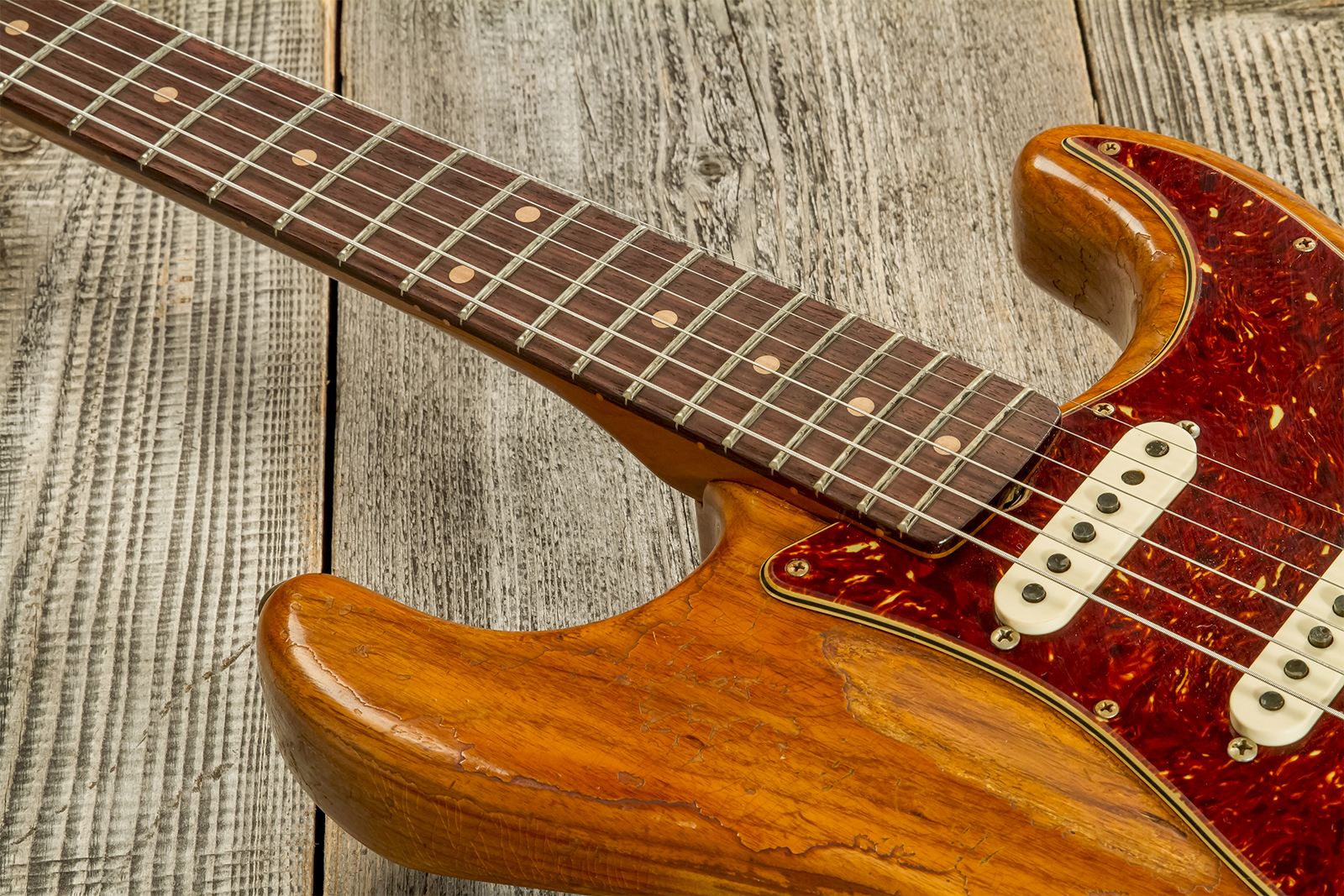 Fender Custom Shop Strat 1961 3s Trem Rw #cz570266 - Super Heavy Relic Natural - Guitare Électrique Forme Str - Variation 3