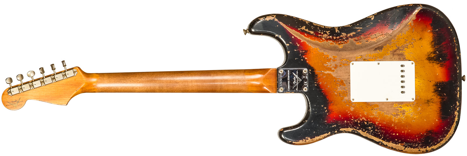 Fender Custom Shop Strat 1961 3s Trem Rw #cz576153 - Super Heavy Relic Black O. 3-color Sunburst - Guitare Électrique Forme Str - Variation 1