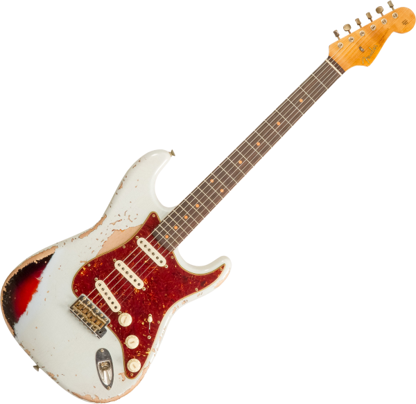 ギター Charley's Guitar Shop Stratcaster Fender Custom Shop 1961 Stratocaster - heavy relic sonic blue o. 3