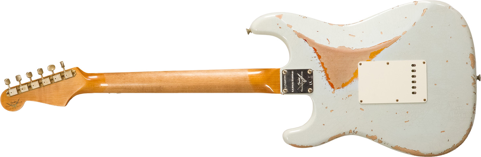 Fender Custom Shop Strat 1961 3s Trem Rw #cz580999 - Heavy Relic Sonic Blue O. 3-color Sunburst - Guitare Électrique Forme Str - Variation 2