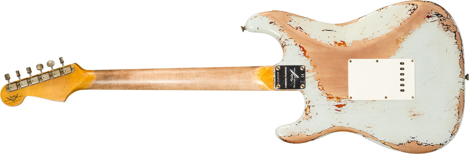 Fender Custom Shop Strat 1961 Bone Tone 3s Trem Rw #cz583129 - Super Heavy Relic Sonic Blue O. 3-color Sunburst - Guitare Électrique Forme Str - Varia