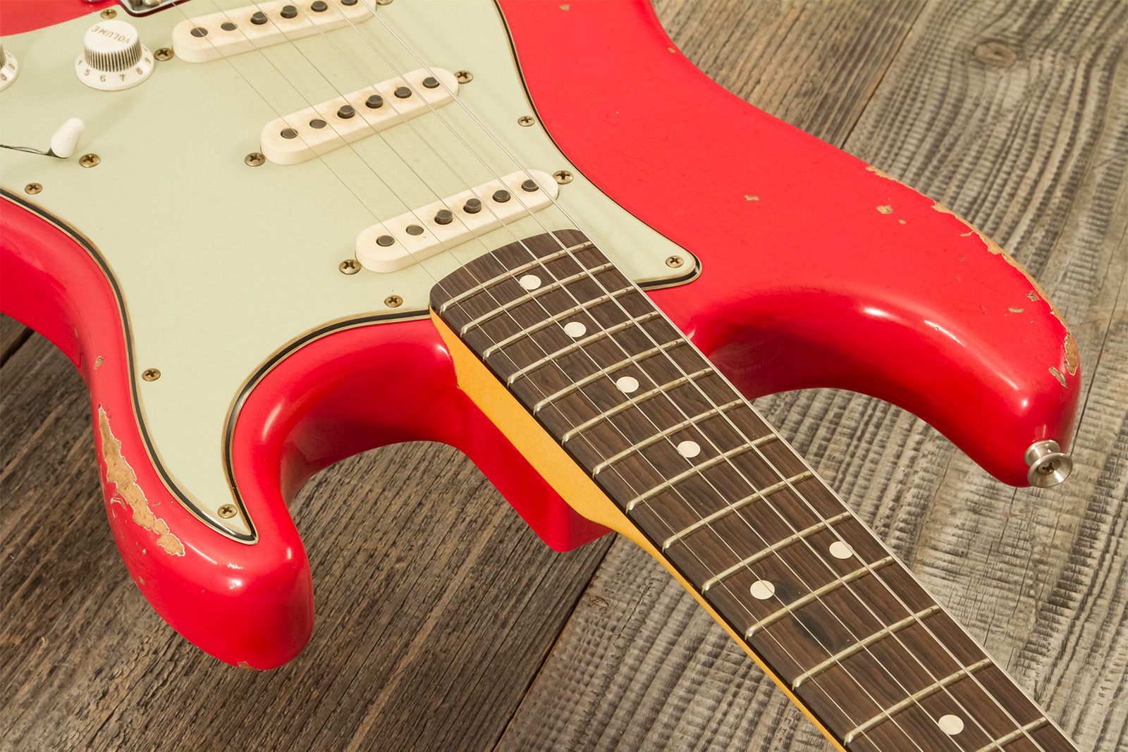 Fender Custom Shop Strat 1961 Masterbuilt K.mcmillin 3s Trem Abw #r132221 - Relic Fiesta Red - Guitare Électrique Forme Str - Variation 6