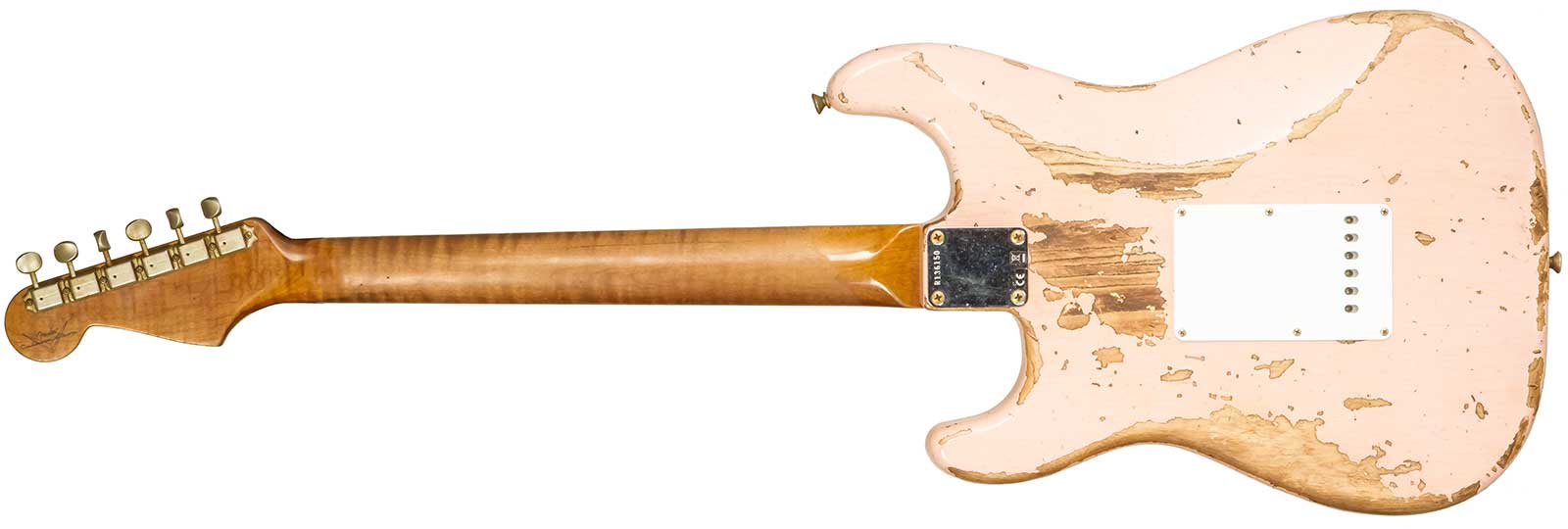 Fender Custom Shop Strat 1963 3s Trem Rw #r136150 - Super Heavy Relic Shell Pink - Guitare Électrique Forme Str - Variation 1