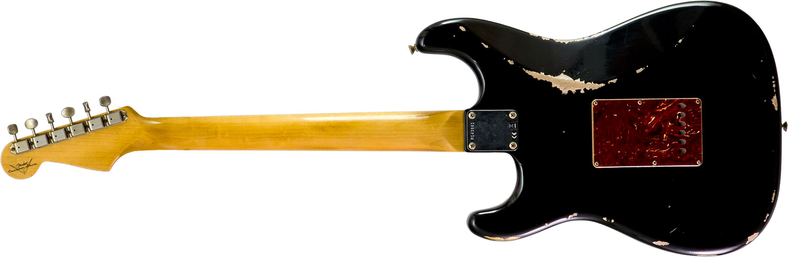Fender Custom Shop Strat 1963 3s Trem Rw #r143861 - Relic Black O. Hle Gold - Guitare Électrique Forme Str - Variation 1