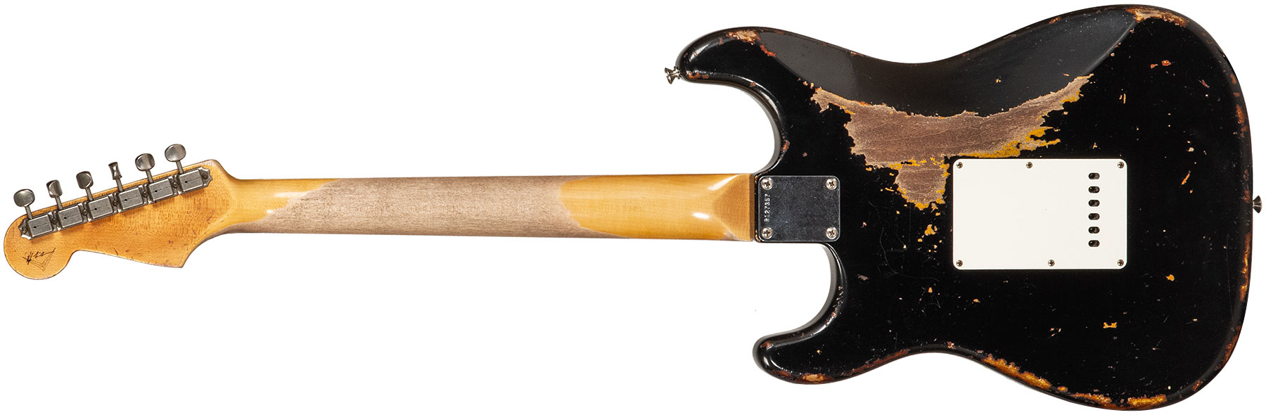Fender Custom Shop Strat 1963 Masterbuilt K.mcmillin 3s Trem Rw #r127357 - Heavy Relic Black Ov. 3-color Sunburst - Guitare Électrique Forme Str - Var