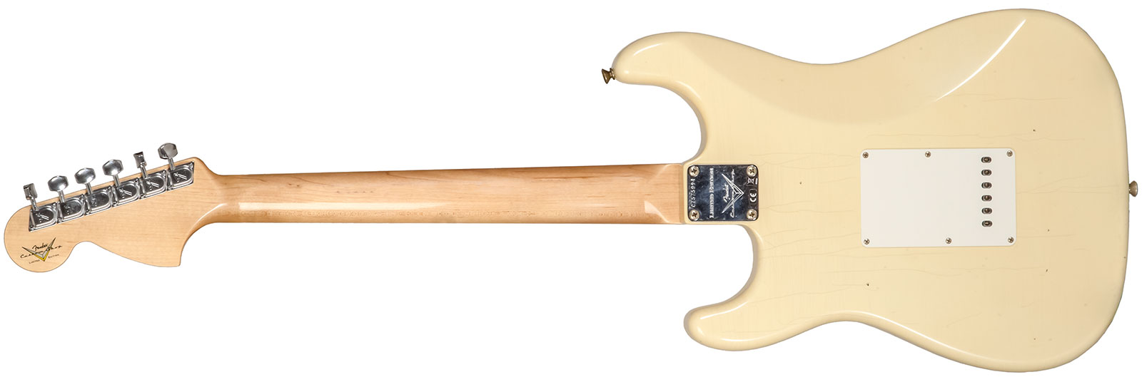 Fender Custom Shop Strat 1969 3s Trem Mn #cz576216 - Journeyman Relic Aged Vintage White - Guitare Électrique Forme Str - Variation 1
