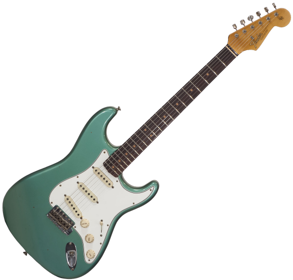 Guitare électrique solid body Fender Custom Shop 1964 Stratocaster Ltd 2018 - journeyman relic sage green metallic