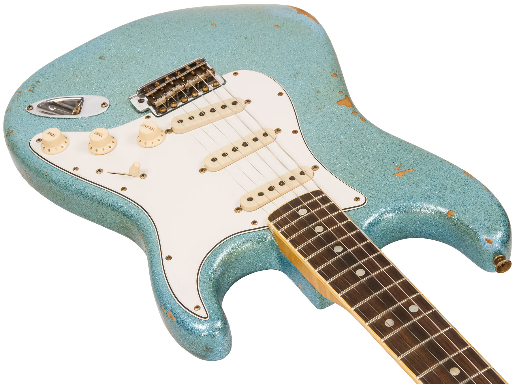 Fender Custom Shop Strat 1965 Ltd Usa Rw #cz548544 - Relic Daphne Blue Sparkle - Guitare Électrique Forme Str - Variation 2