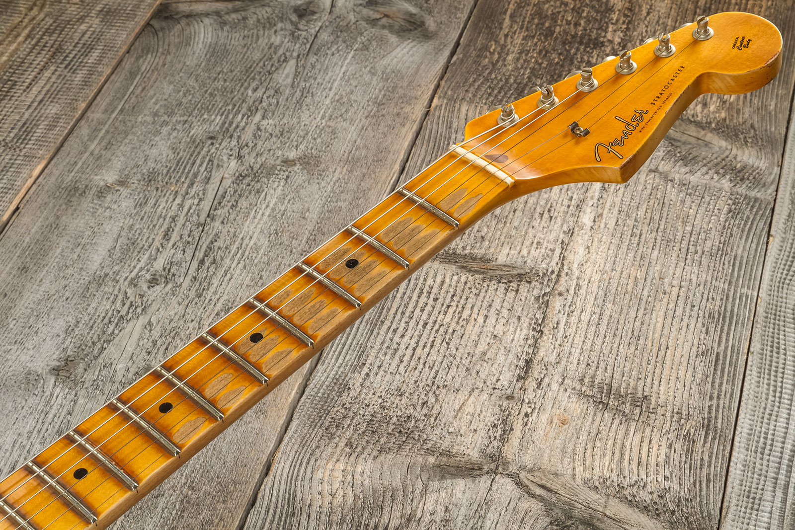 Fender Custom Shop Strat Fat 50's 3s Trem Mn #cz570495 - Relic India Ivory - Guitare Électrique Forme Str - Variation 7
