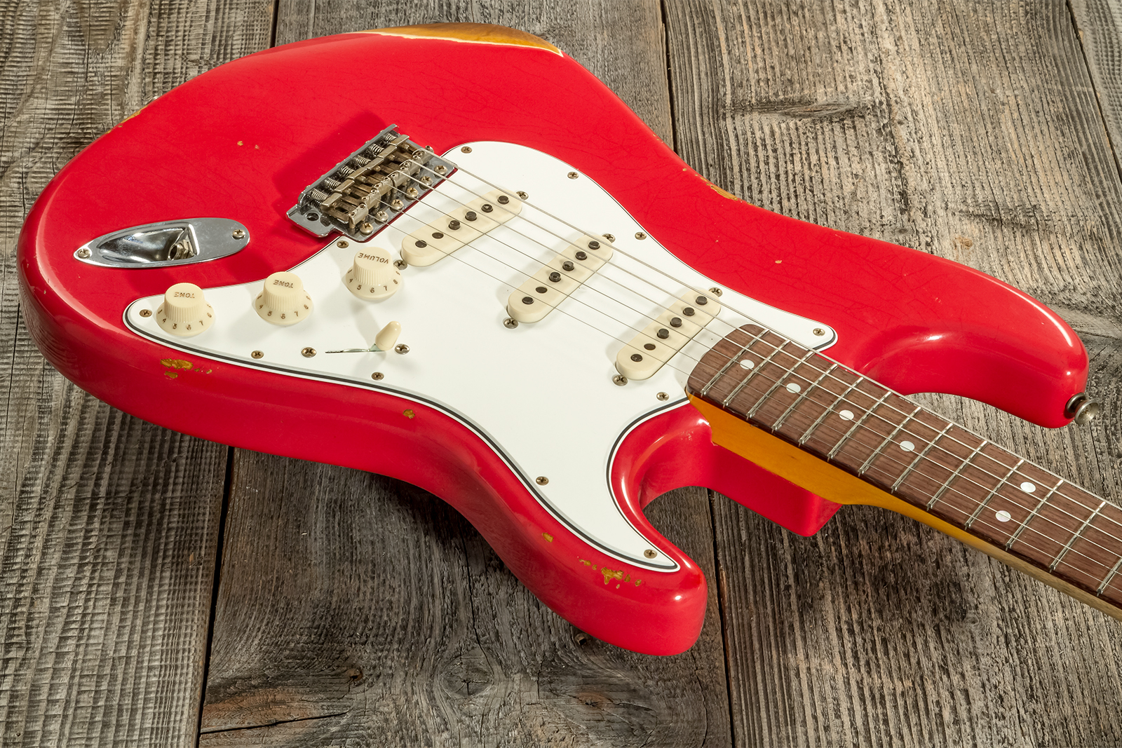 Fender Custom Shop Strat Late 1964 3s Trem Rw #cz568395 - Relic Aged Fiesta Red - Guitare Électrique Forme Str - Variation 2