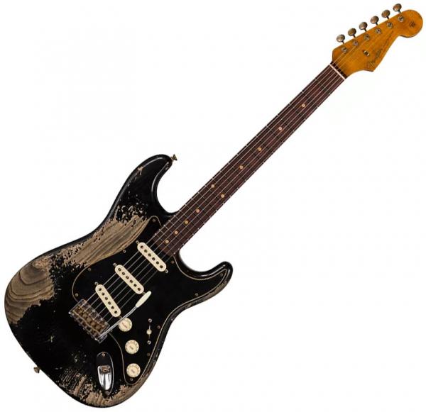 Guitare électrique solid body Fender Custom Shop Poblano Stratocaster - Super heavy relic black