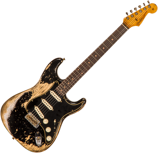 Guitare électrique solid body Fender Custom Shop Poblano Stratocaster #CZ558975 - Super heavy relic black