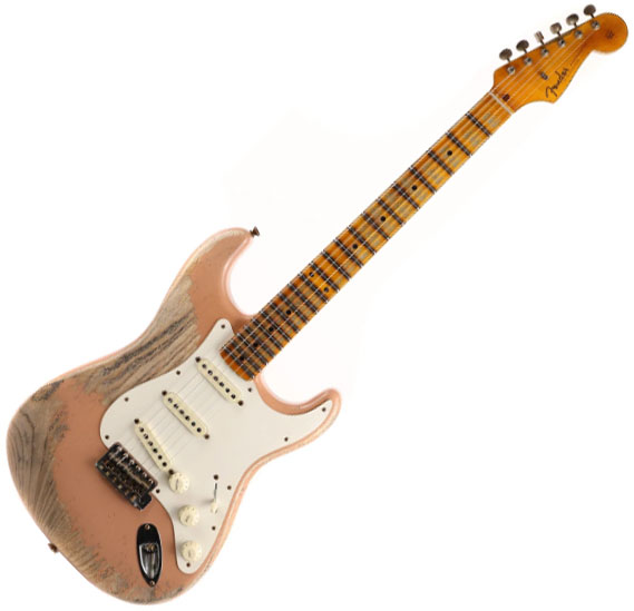 Guitare électrique solid body Fender Custom Shop Red Hot Stratocaster - Super heavy relic shell pink