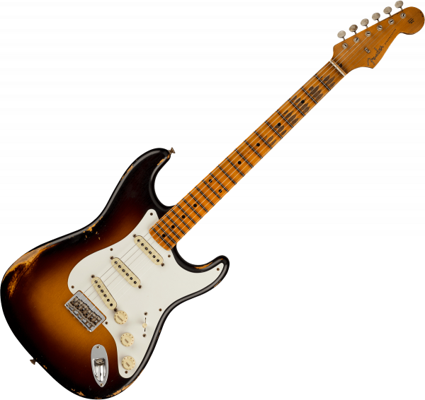 Guitare électrique solid body Fender Custom Shop Troposphere Strat Hard-Tail Ltd - Heavy relic 2-color sunburst