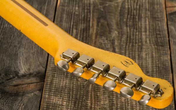 Guitare électrique solid body Fender Custom Shop 1950 Telecaster Masterbuilt Jason Smith #R111000 - relic nocaster blonde
