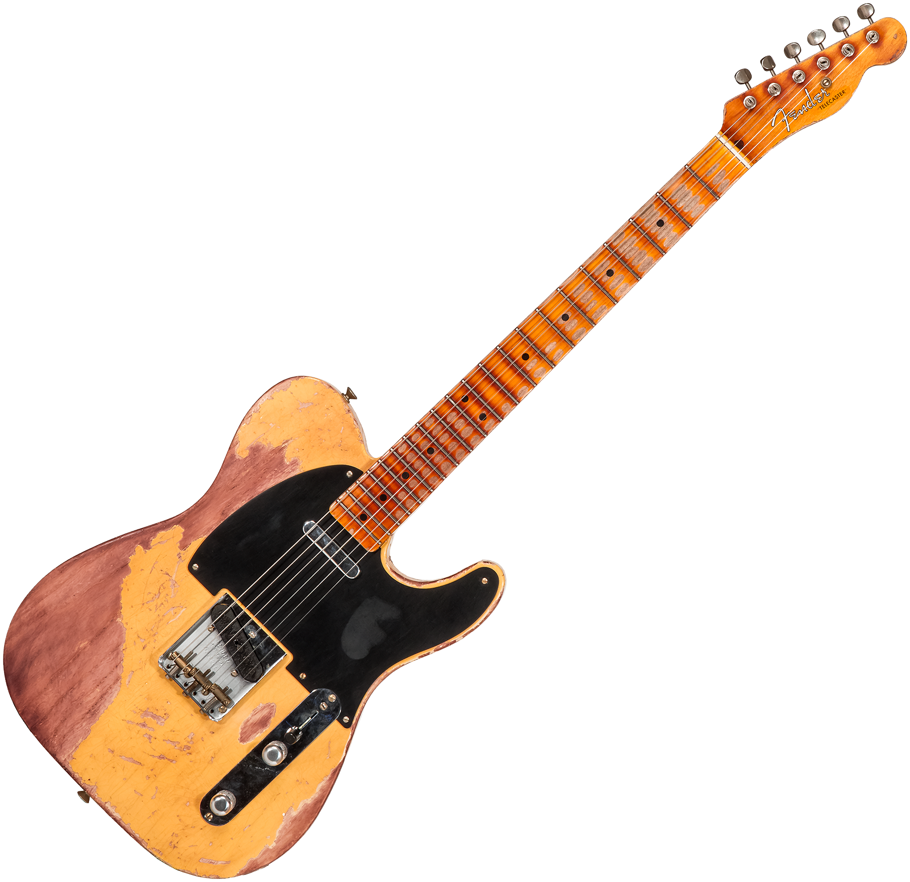 Fender Custom Shop Tele 1952 2s Ht Mn #128066 - Super Heavy Relic Nocaster Blonde - Guitare Électrique Forme Tel - Variation 1