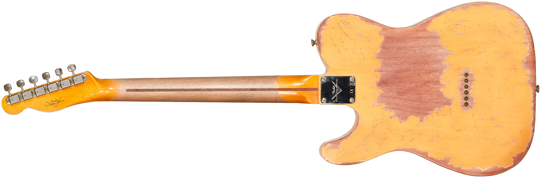 Fender Custom Shop Tele 1952 2s Ht Mn #128066 - Super Heavy Relic Nocaster Blonde - Guitare Électrique Forme Tel - Variation 2