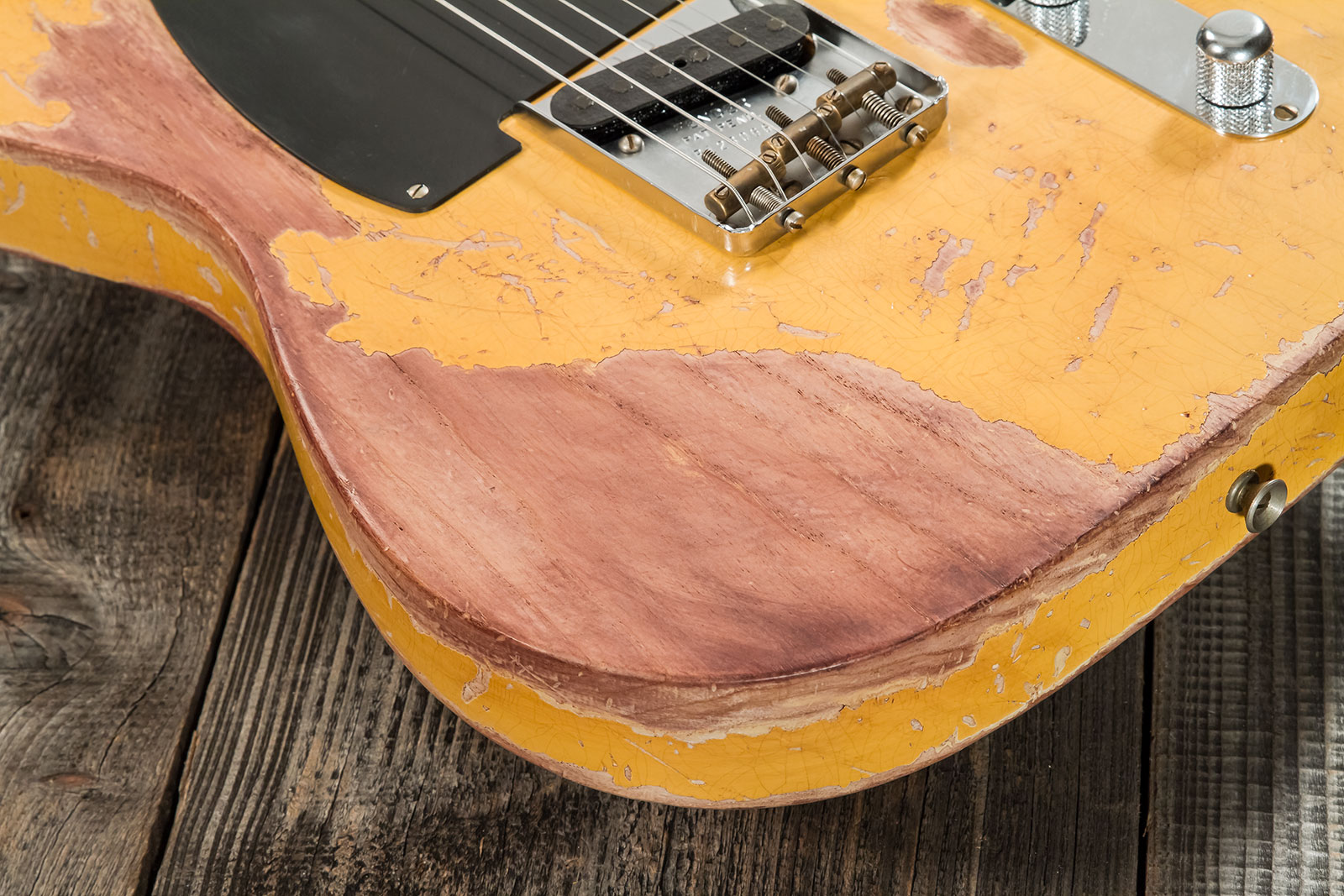 Fender Custom Shop Tele 1952 2s Ht Mn #128066 - Super Heavy Relic Nocaster Blonde - Guitare Électrique Forme Tel - Variation 5