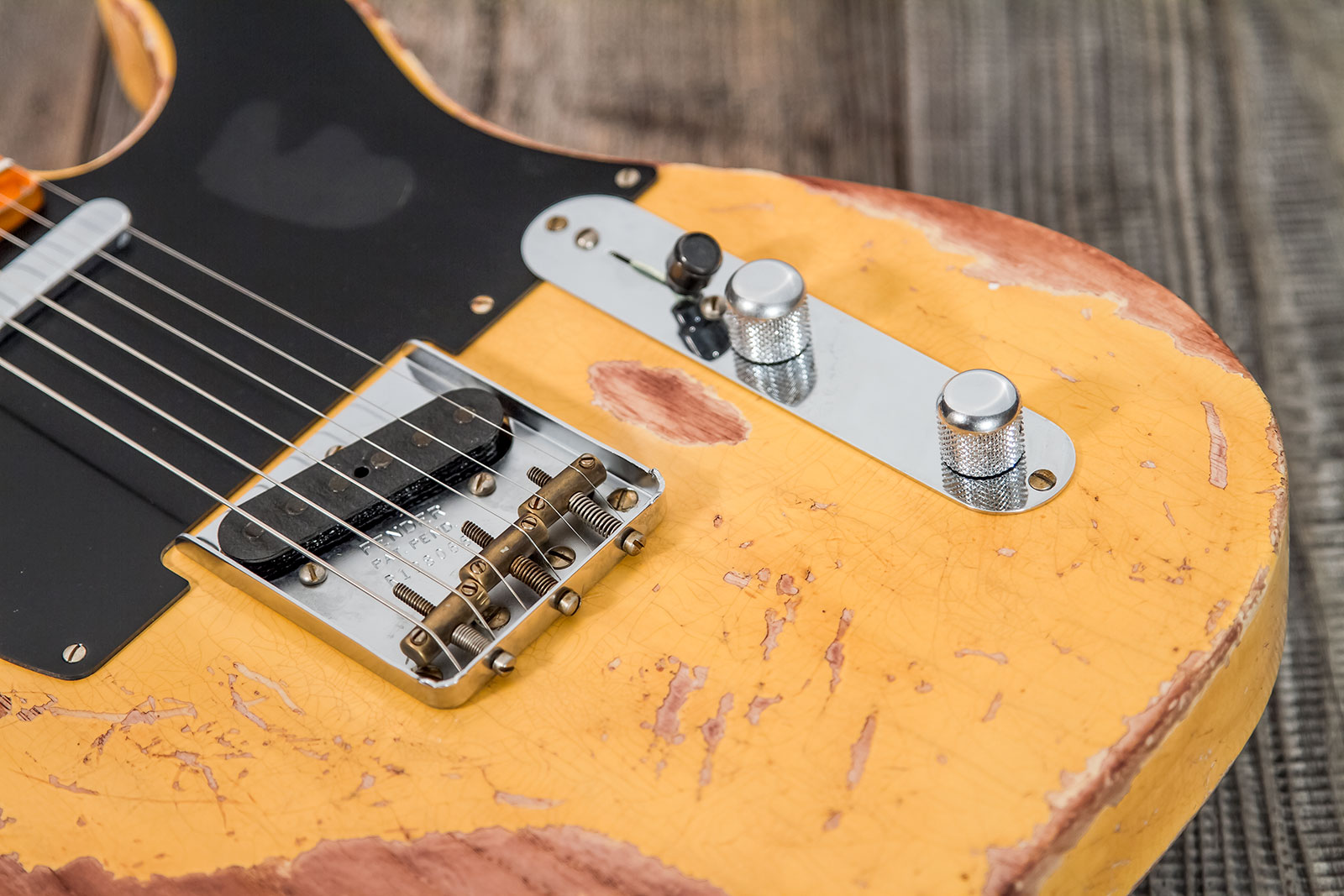 Fender Custom Shop Tele 1952 2s Ht Mn #128066 - Super Heavy Relic Nocaster Blonde - Guitare Électrique Forme Tel - Variation 6