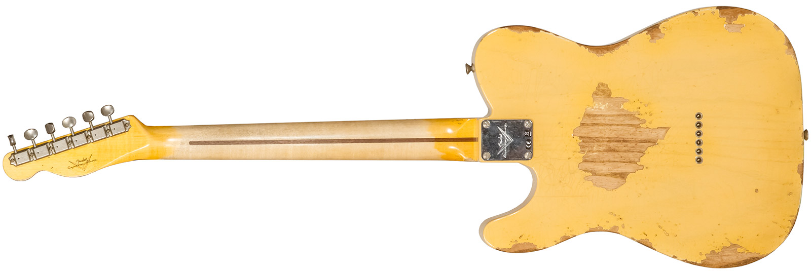 Fender Custom Shop Tele 1952 2s Ht Mn #r131281 - Heavy Relic Aged Nocaster Blonde - Guitare Électrique Forme Tel - Variation 1