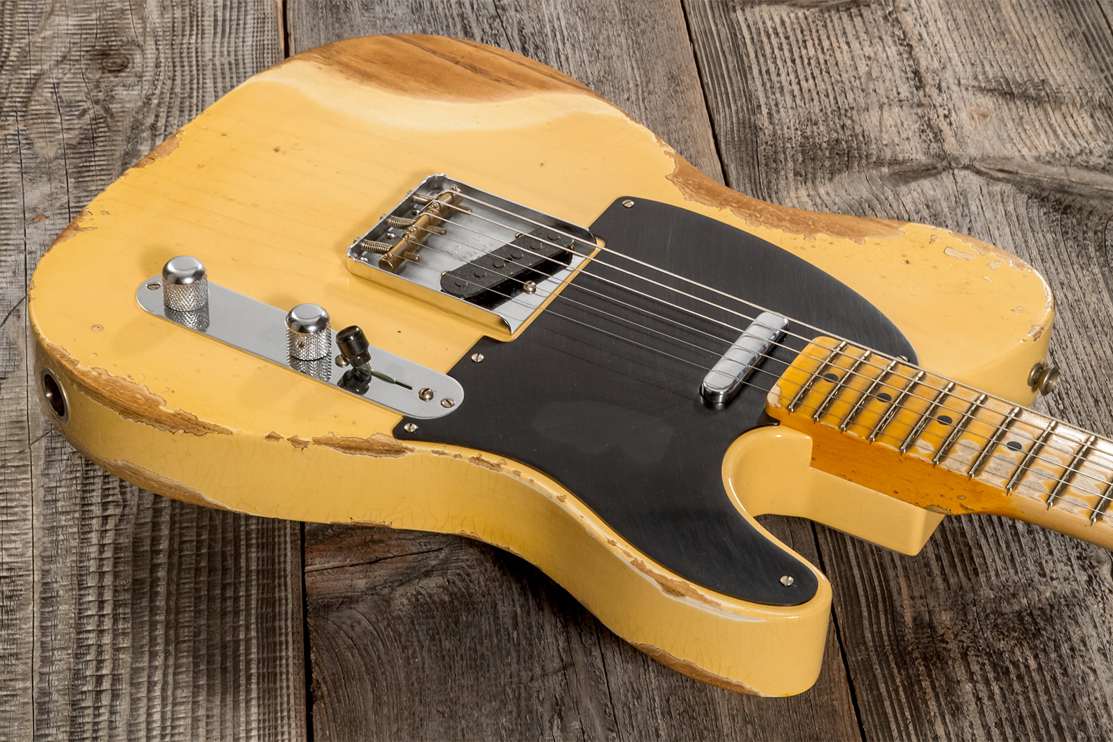 Fender Custom Shop Tele 1952 2s Ht Mn #r131281 - Heavy Relic Aged Nocaster Blonde - Guitare Électrique Forme Tel - Variation 2