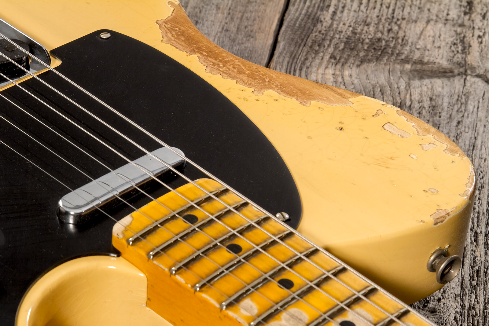 Fender Custom Shop Tele 1952 2s Ht Mn #r131281 - Heavy Relic Aged Nocaster Blonde - Guitare Électrique Forme Tel - Variation 5