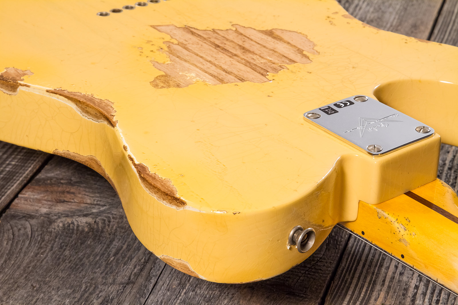 Fender Custom Shop Tele 1952 2s Ht Mn #r131281 - Heavy Relic Aged Nocaster Blonde - Guitare Électrique Forme Tel - Variation 8
